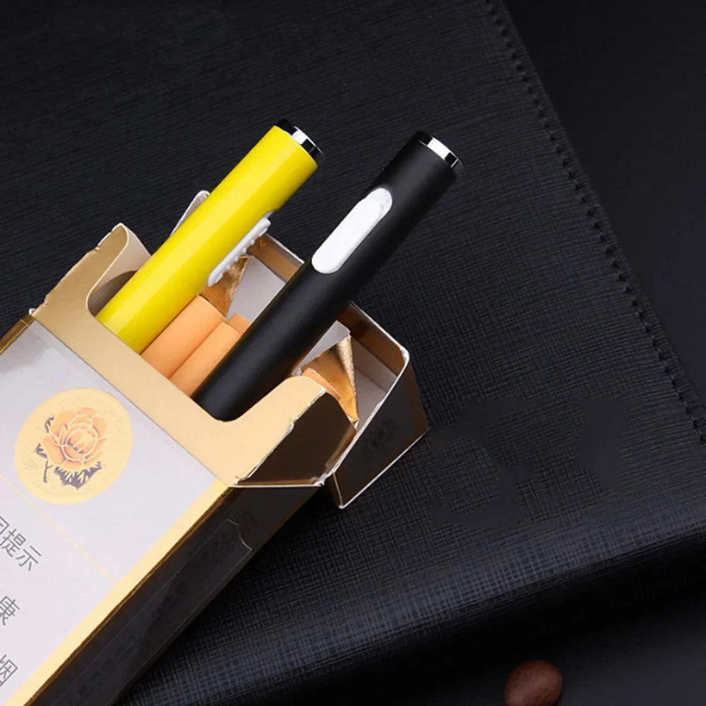 Allume-cigare Rechargeable en métal classique, Mini cylindrique, sans flamme, Recharge électronique, briquet USB, cadeau pour fumeur
