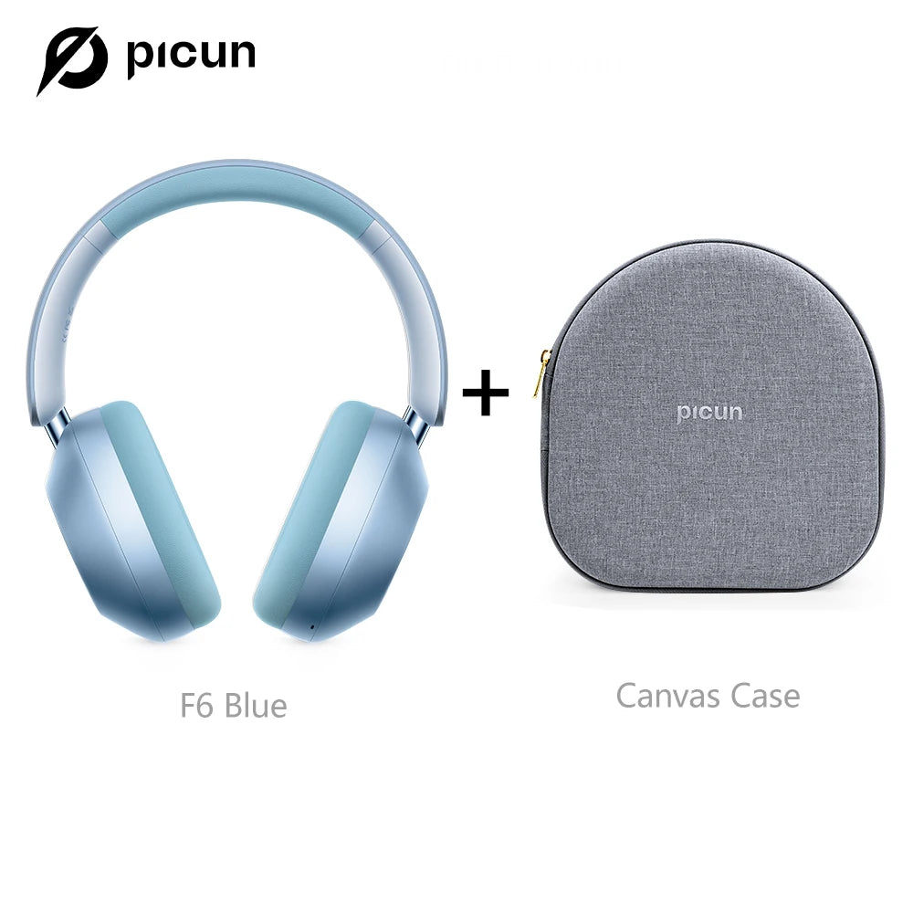 Picun-Casque sans fil à suppression active du bruit F6, suivi de la tête, audio 3D, ANC haute résolution 40mm, casque Bluetooth, contrôle par câble HIFI