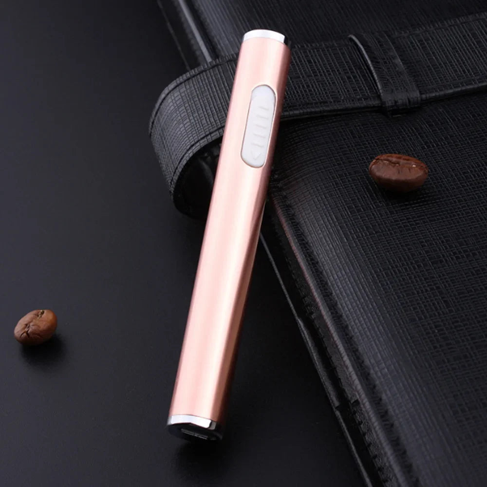 Allume-cigare Rechargeable en métal classique, Mini cylindrique, sans flamme, Recharge électronique, briquet USB, cadeau pour fumeur