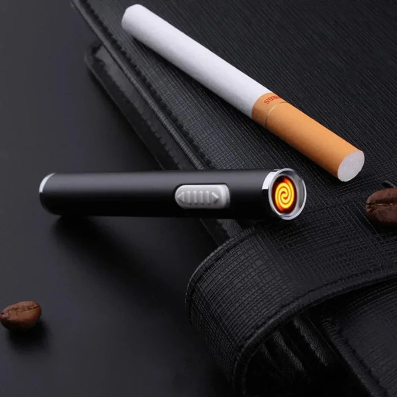 Allume-cigare Rechargeable en métal classique, Mini cylindrique, sans flamme, Recharge électronique, briquet USB, cadeau pour fumeur